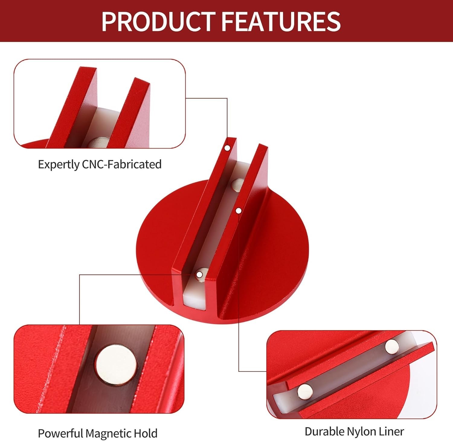 Large Slotted Universal Magnetic Jack Pad Weld Frame Rail Adapter Red