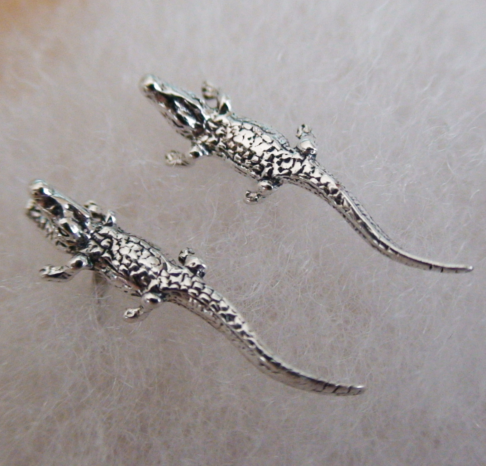 Alligator Stud Earrings - 925 Sterling Silver - Gator Jewelry Posts Florida