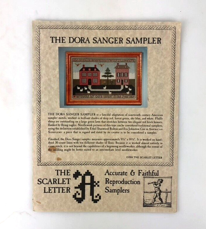 SCARLET LETTER THE DORA SANGER SAMPLER  PATTERN ONLY 1984 Vintage