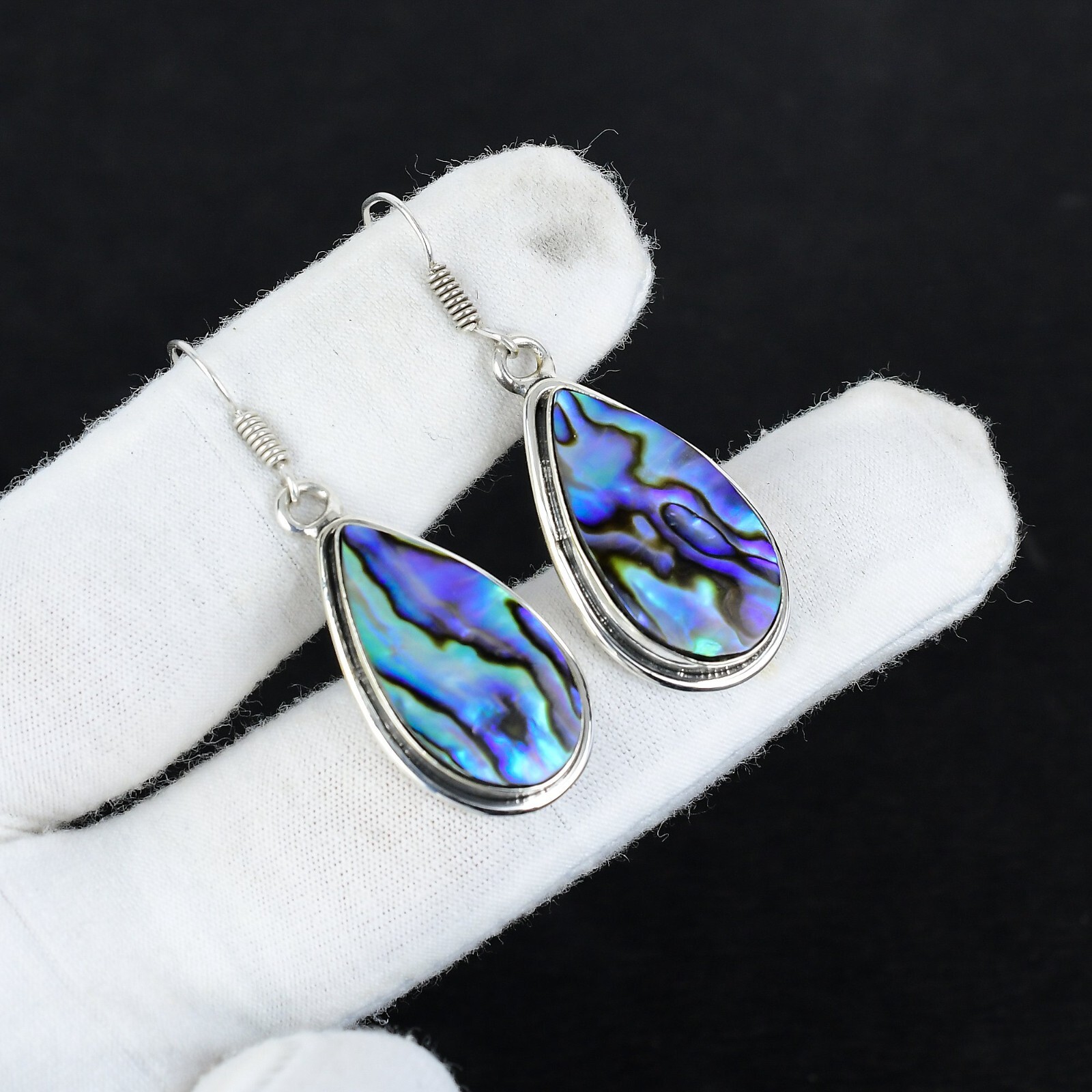 Natural Abalone Shell Gemstone Earring 925 Sterling Silver Handmade Jewelry Gift