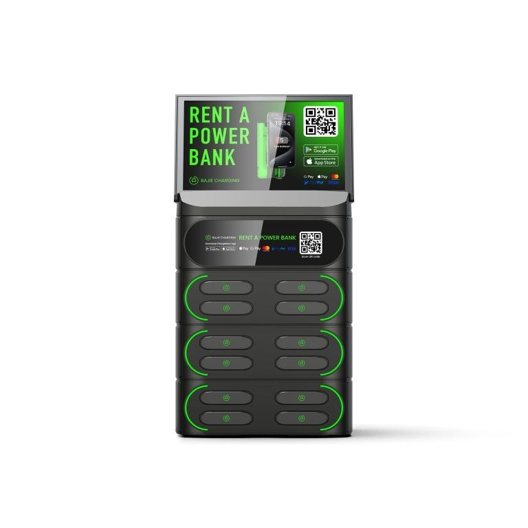 Shared Power Bank Rental Station Bundle | 12-Slot Charging Kiosk + 12 Power Bank