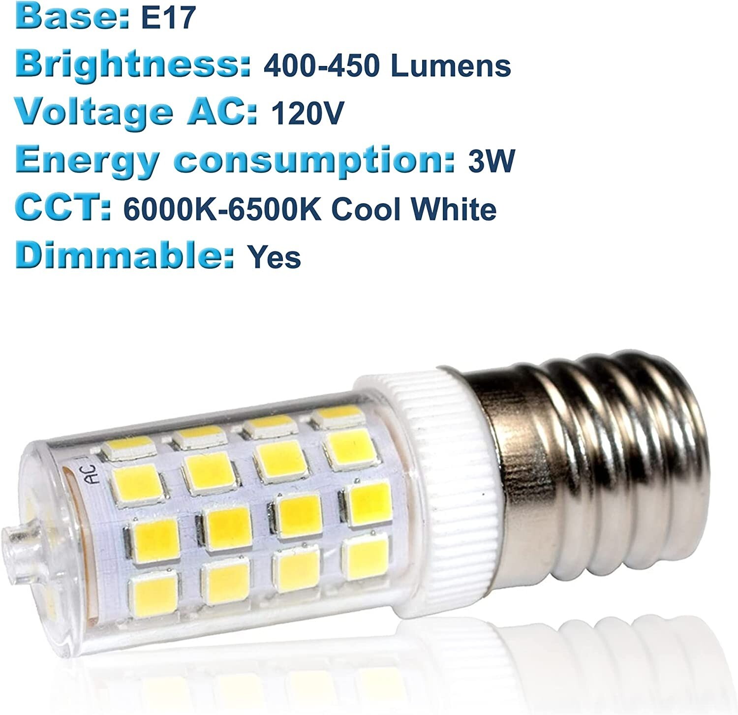 4-Pack 110V E17 Dimmable LED Light Bulb Cool White for GE WB36X10003 Replacement
