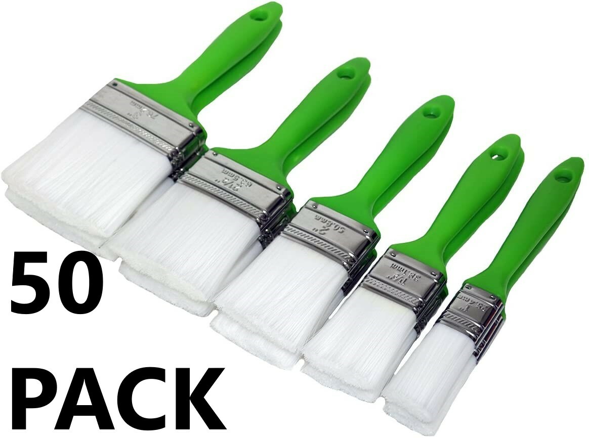 50pc GRIP TOOLS PROFESSIONAL PAINT BRUSH ASSORTMENT SET 1" 1-1/2" 2" 2-1/2" 3"