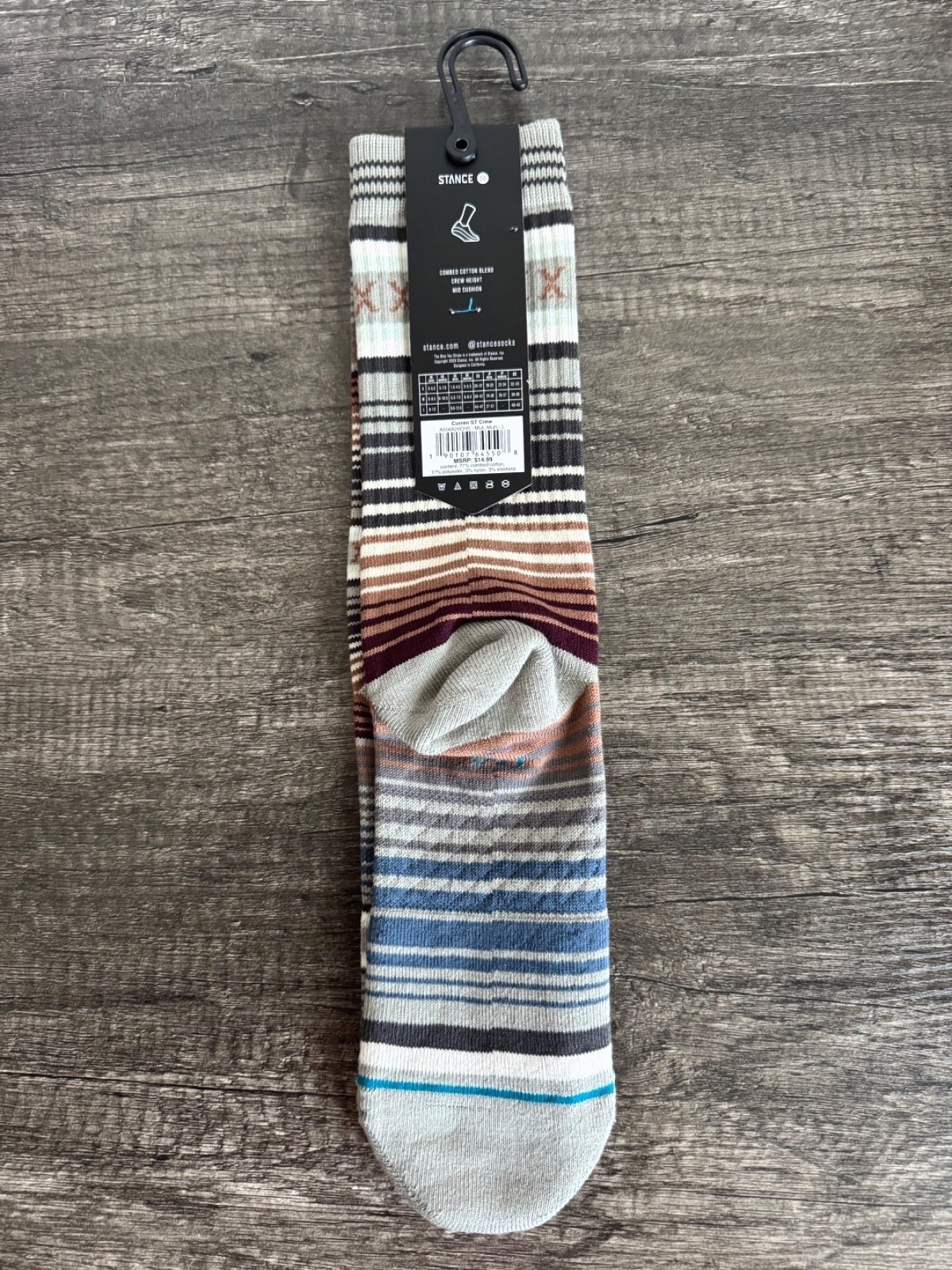 Stance Crew Socks • Curren ST Multi-Color • Size: MEDIUM or LARGE • 1 Pair (NWT)