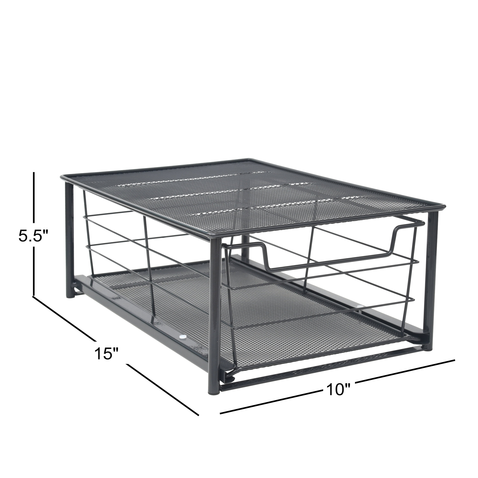 (2 pack) Small Stackable Slide-Out Drawer Organizer, Black