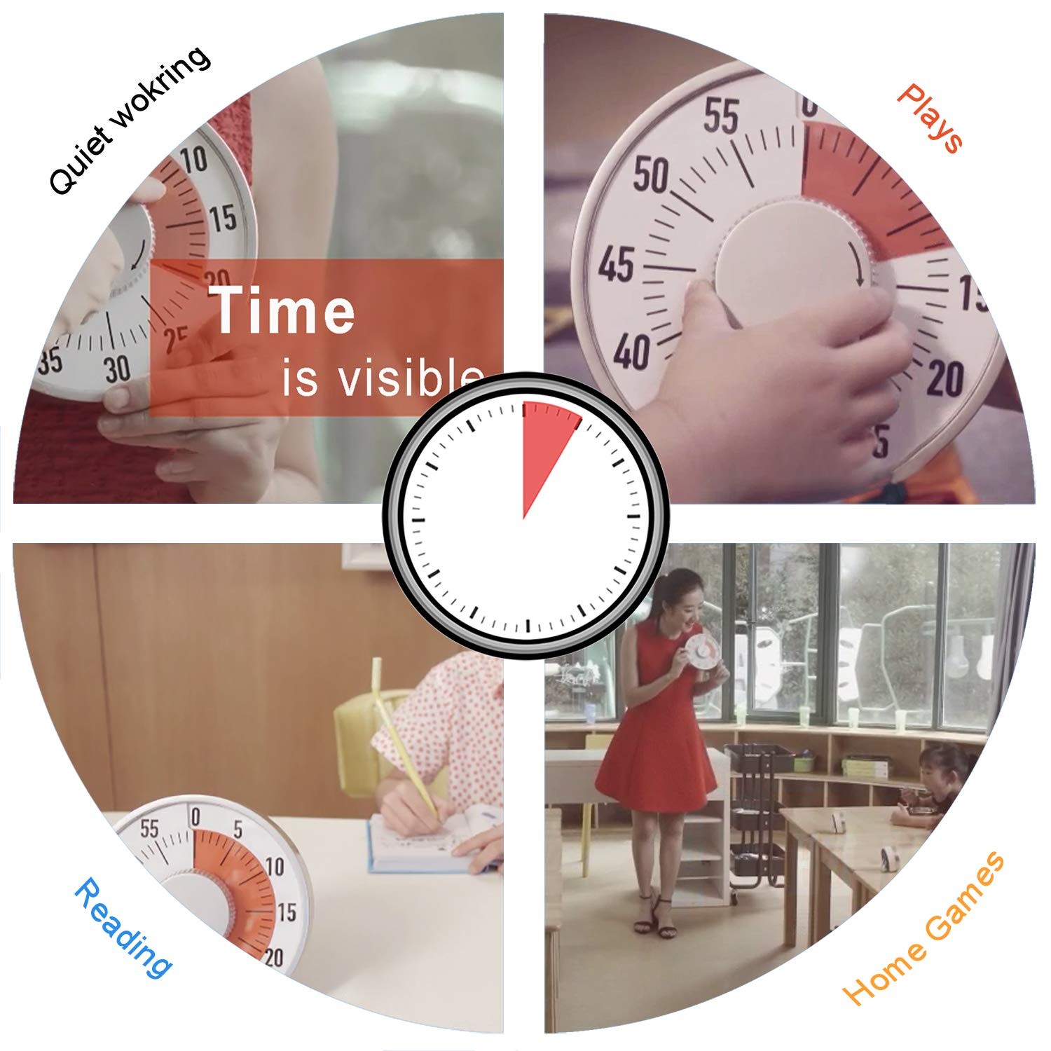 Lavigo Kitchen Timer, Countdown Visual Analog Timer, Quiet Counting, Low Loud