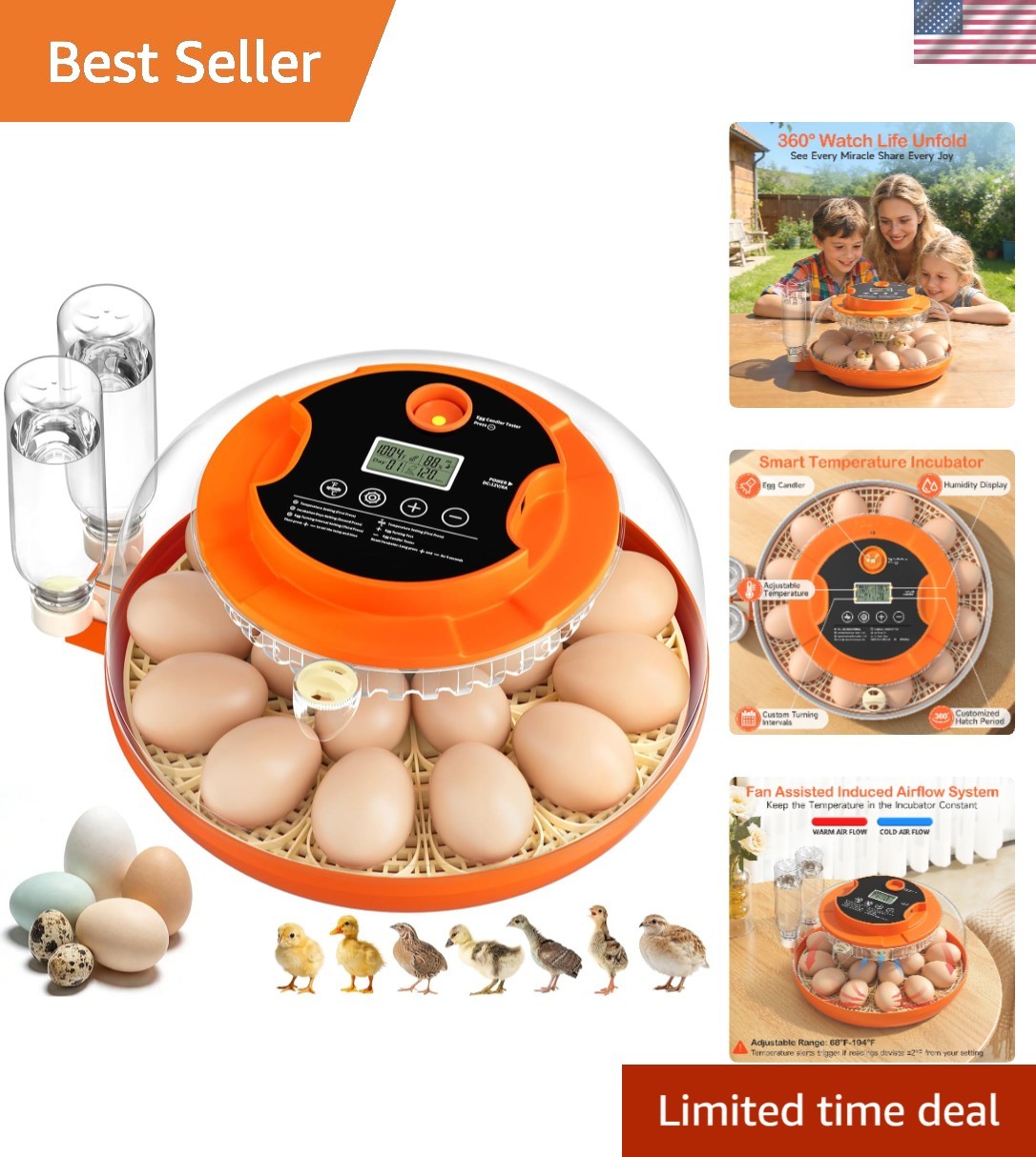 18 Egg s for Hatching Eggs, Automatic Egg Turning and Humidity Control for Ha...