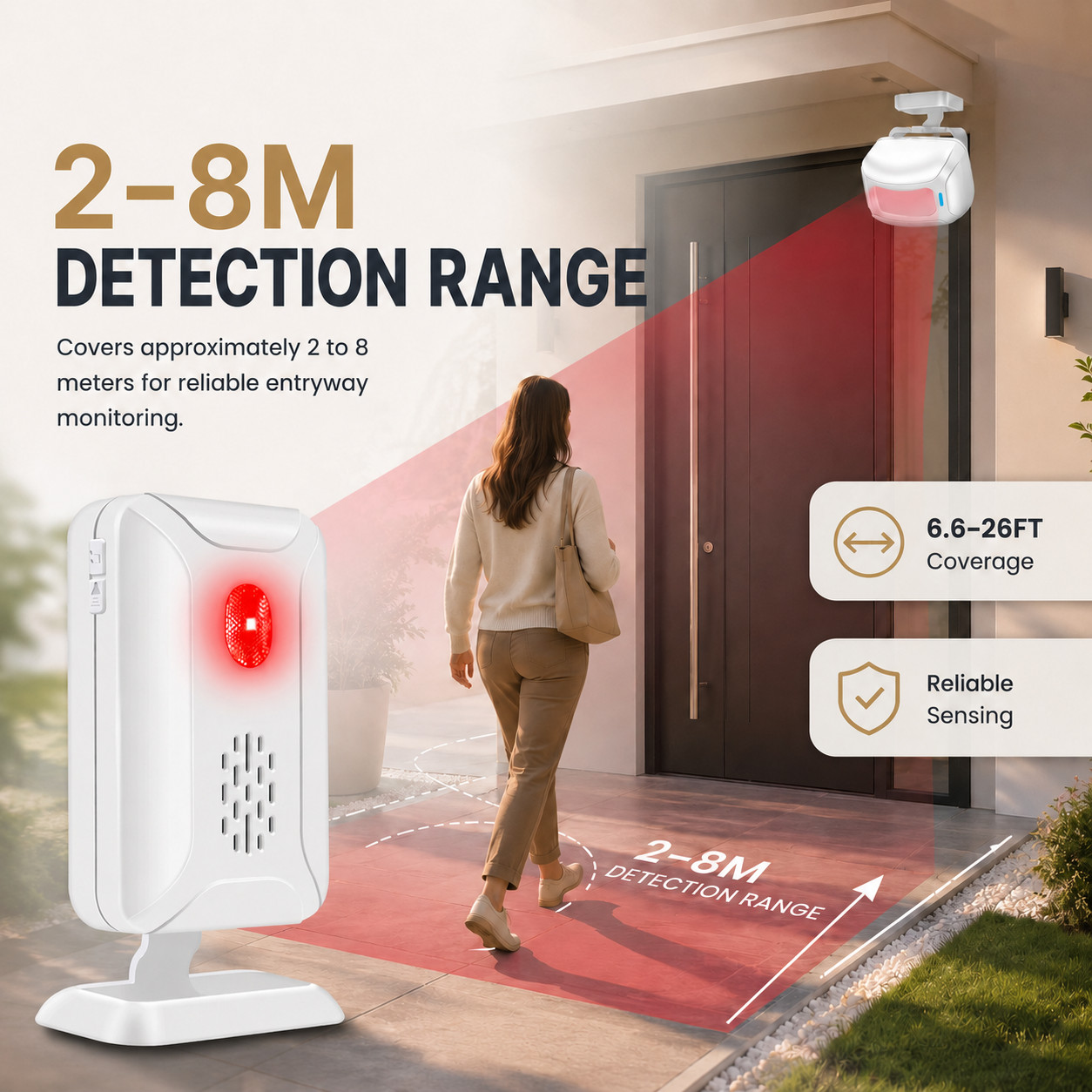 Wireless Door Chime Motion Sensor Alarm for Store Office 918ft Range 36 Chimes