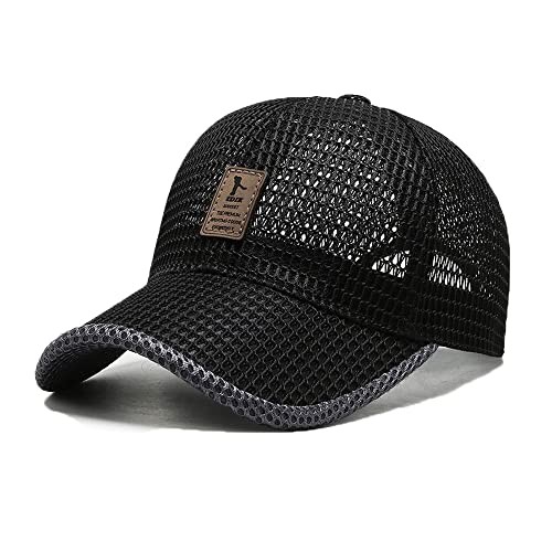 Summer Mesh Baseball Cap for Men Women Trucker Mesh Hat One Size 1-black