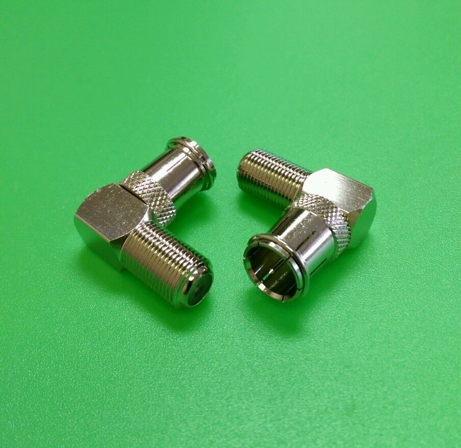 (2 PCS) Right Angle Quick Push On F Male to F Female Connector