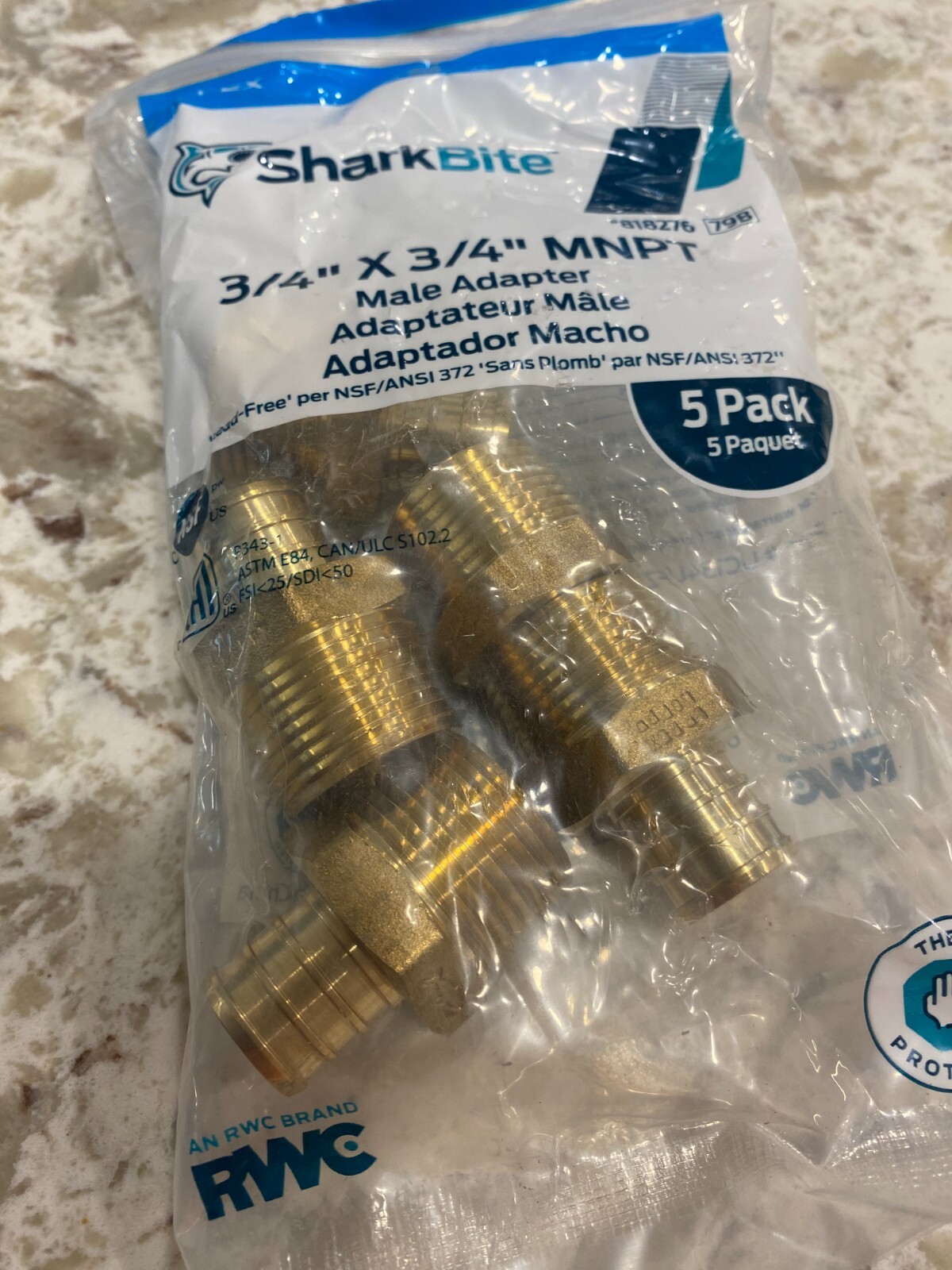 SharkBite 5 PACK PEX 3/4" x 3/4" MNPT Male Adapter