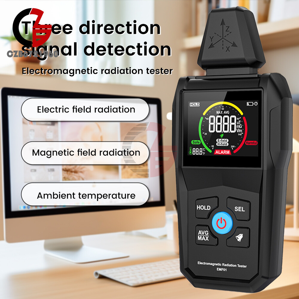 Digital EMF Meter Temperature/Electric Field / Magnetic Field Radiation Detector