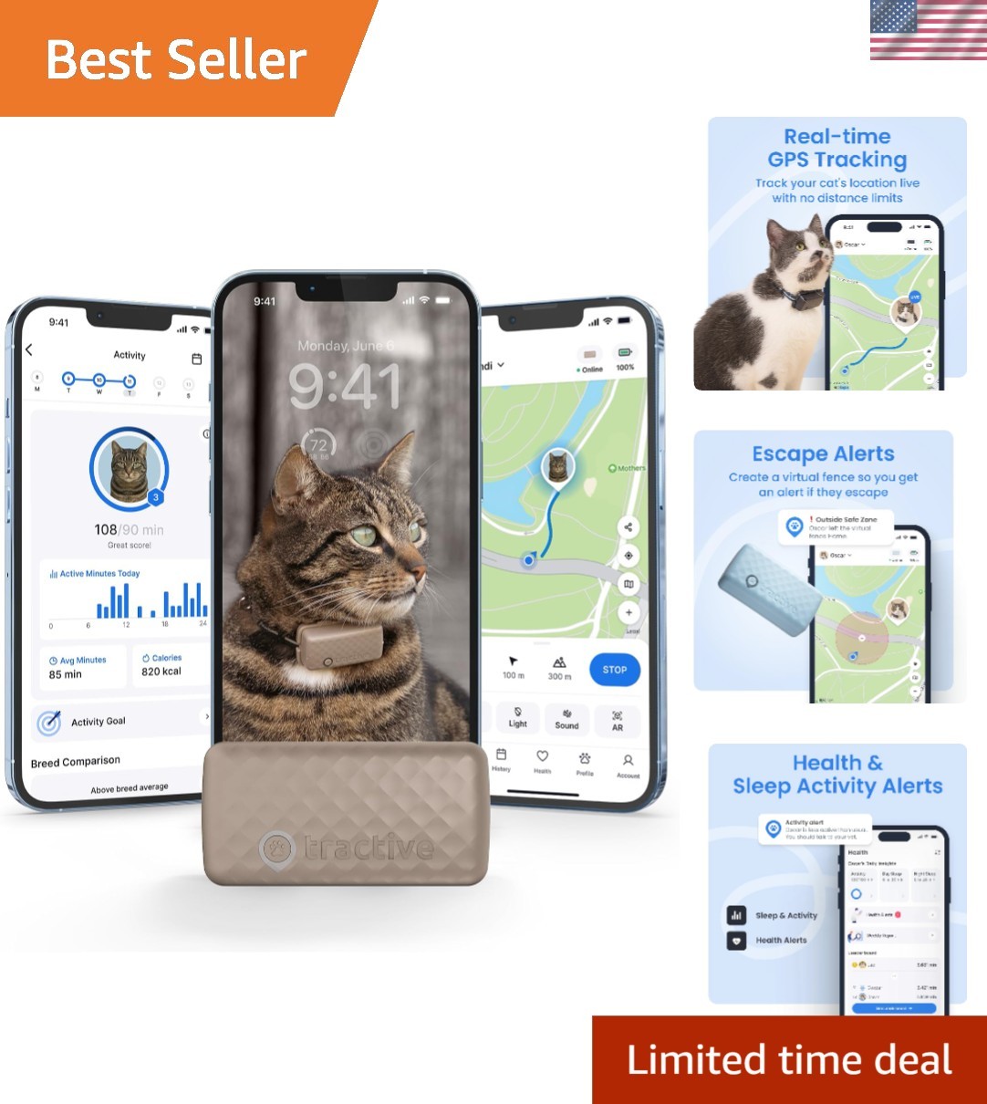 Smart Cat GPS Tracker | Real-Time Location & Wellness Monitoring for Cats 6.5...