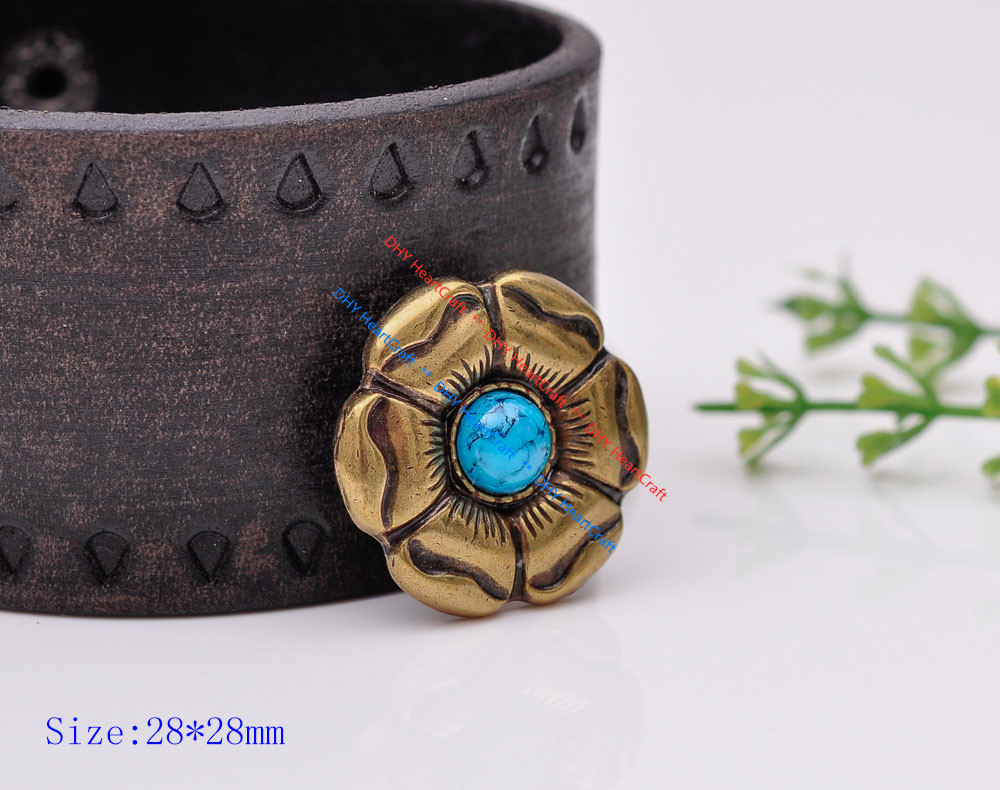 10X Bronze Floral Bridle Saddles Leathercraft Hardware Colorful Turquoise Concho