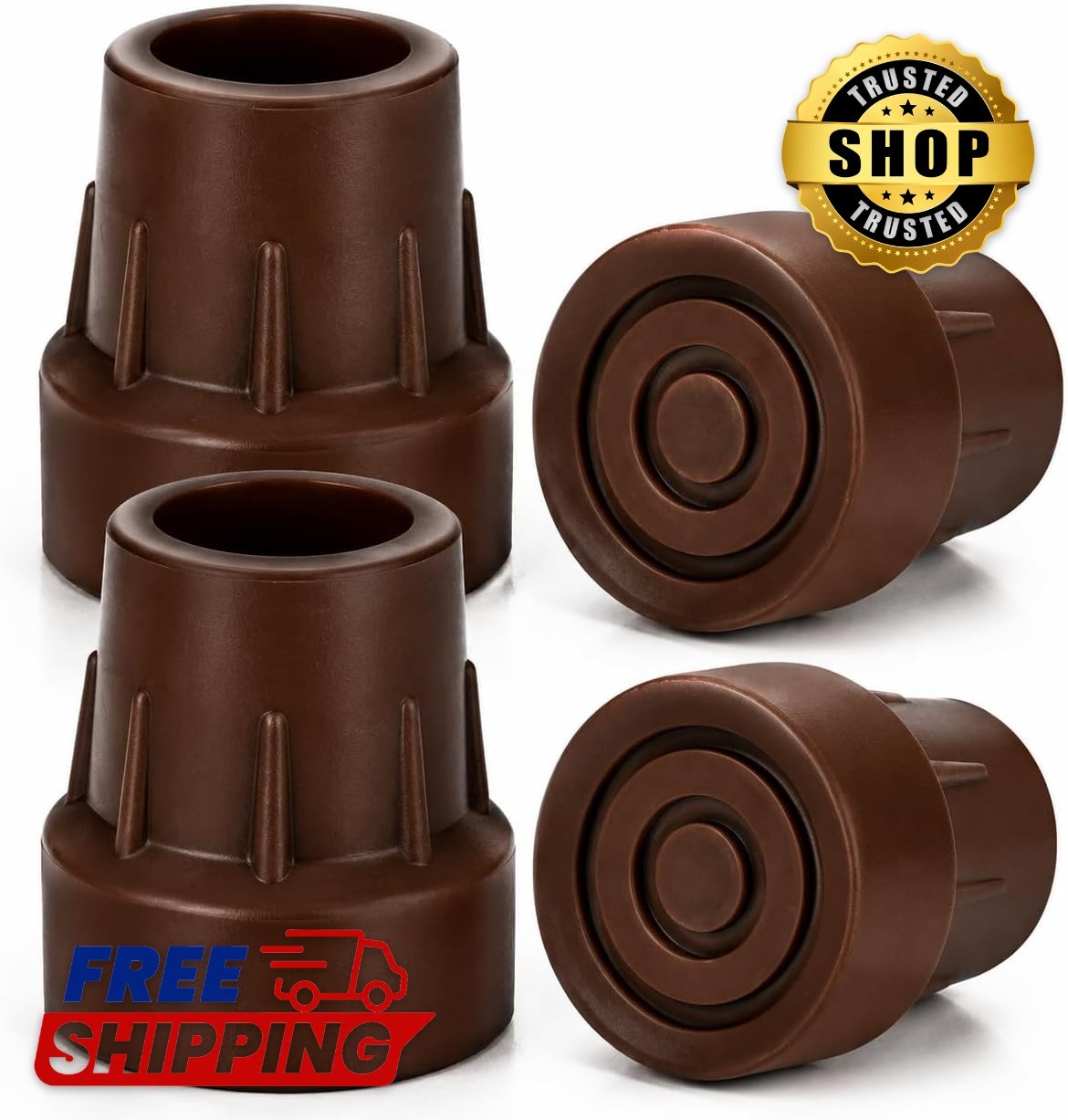 Rubber Cane Tips 1" (4 X 25Mm), Heavy Duty End Stoppers for Walking Cane, 1