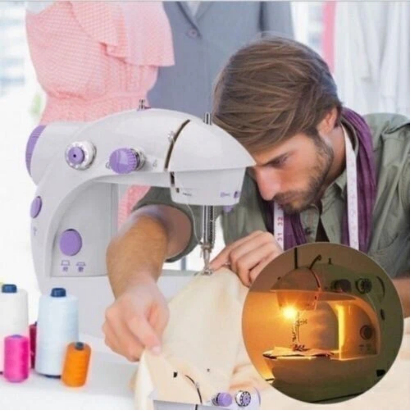 Mini Desktop Electric Sewing Machine Portable 2 Speed Held Household Tailor