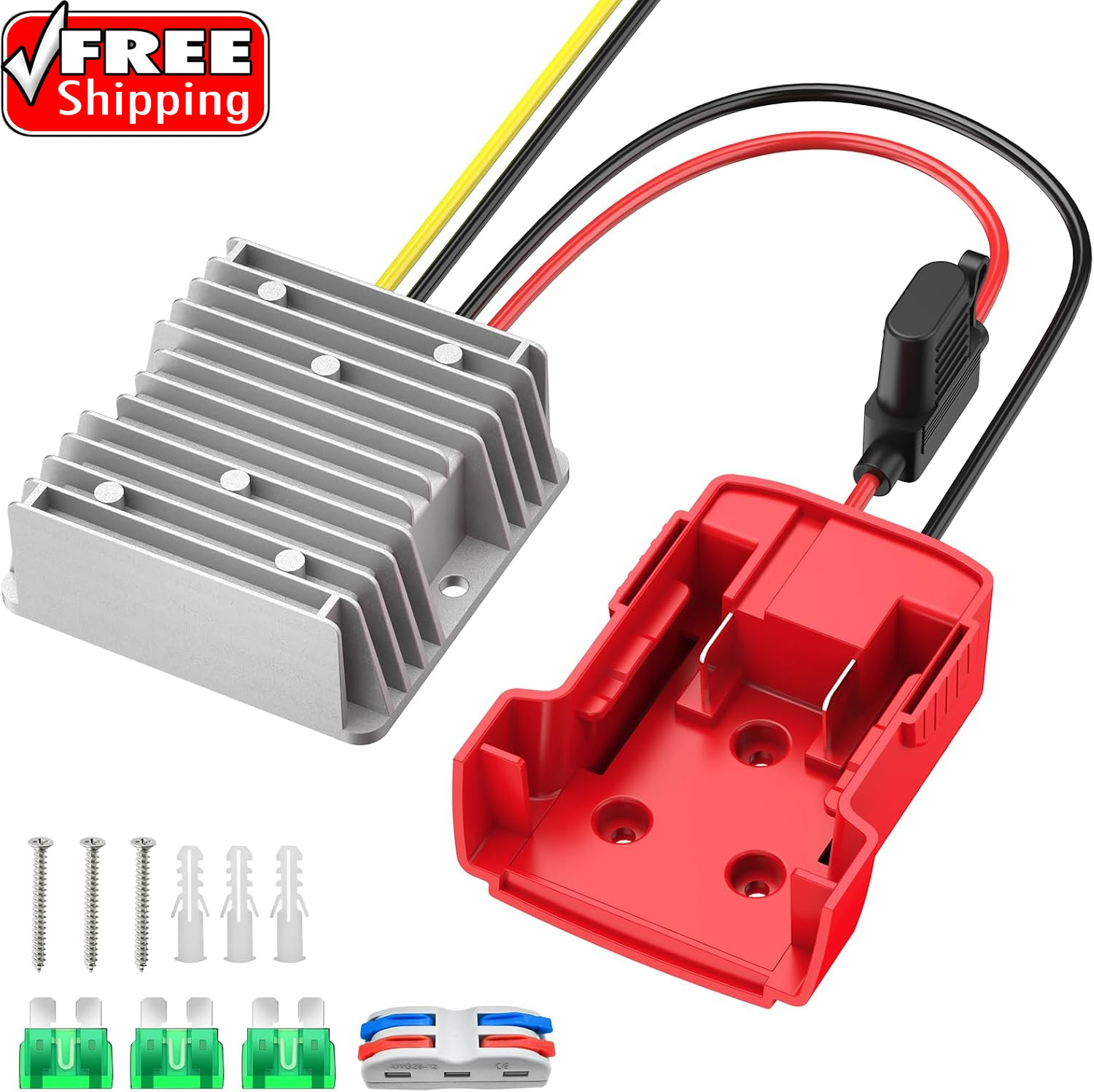 18V to 12V Step-Down Converter Compatible with Milwaukee 18V Battery, DC 12V 20A