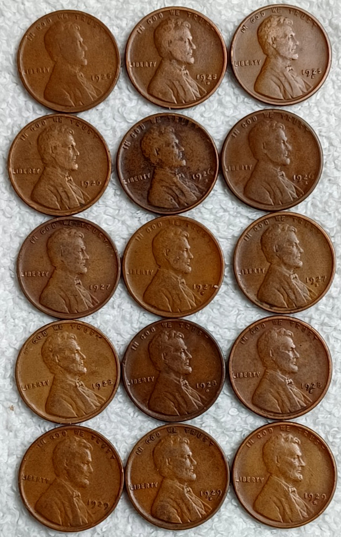 1926S 1926D 1928S 1927S 1925S,More-15 Wheat Cents-Fil-A-Spot-SEE DESC Lots 86+87