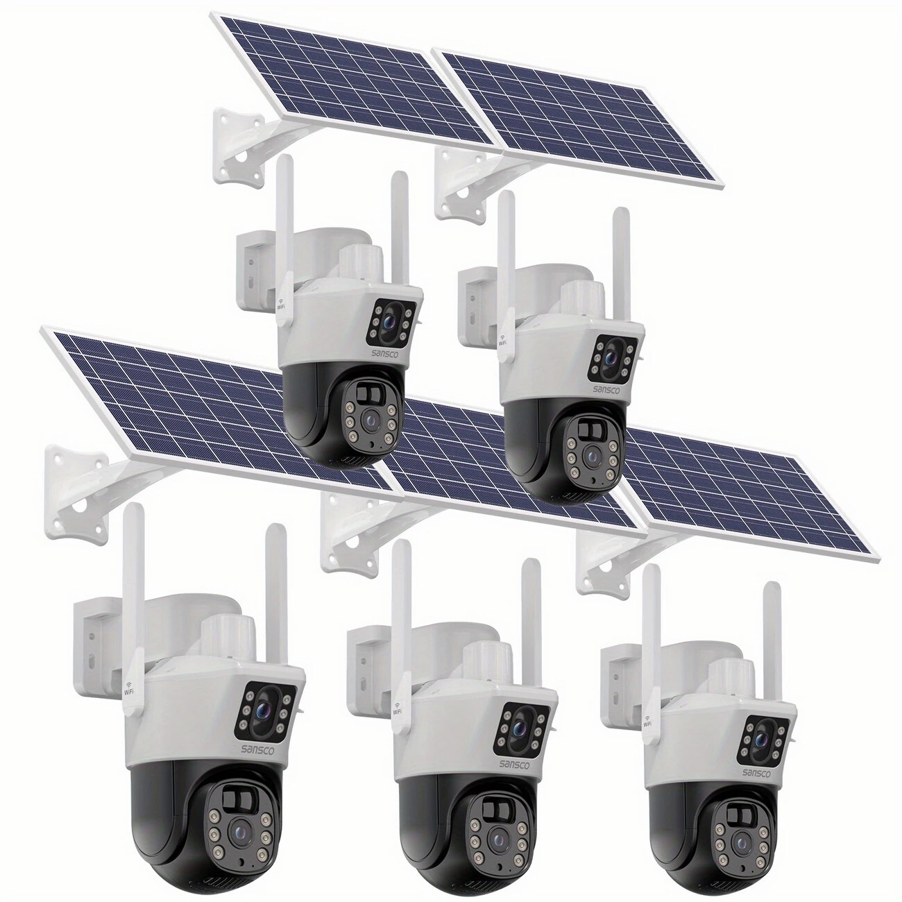 5PCS WiFi 4MP+4MP Wireless Solar Power PTZ Camera Security CCTV Surveillance