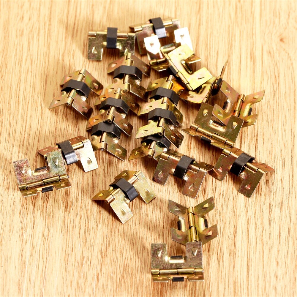 4/20pcs Golden Mini Spring Hinges Cabinet Wood Gift Jewelry Box Chest Decor