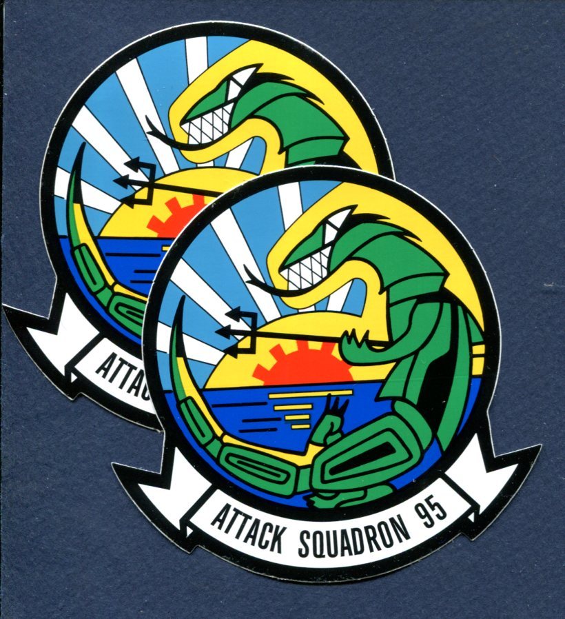 Set of 2 Stickers VA-95 GREEN LIZARDS US NAVY A-6 Intruder Squadron Patch Image