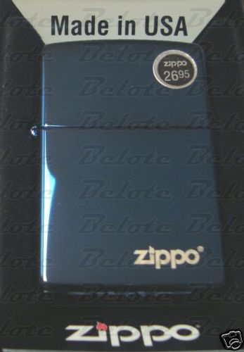 Zippo Sapphire Lighter w/ Zippo Logo 20446ZL NEW in BOX