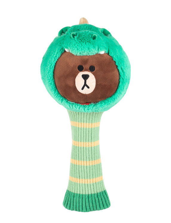 Line Friends Golf Dino Brown Wood Utility Headcover V2 Golf Cover Accessory NWT