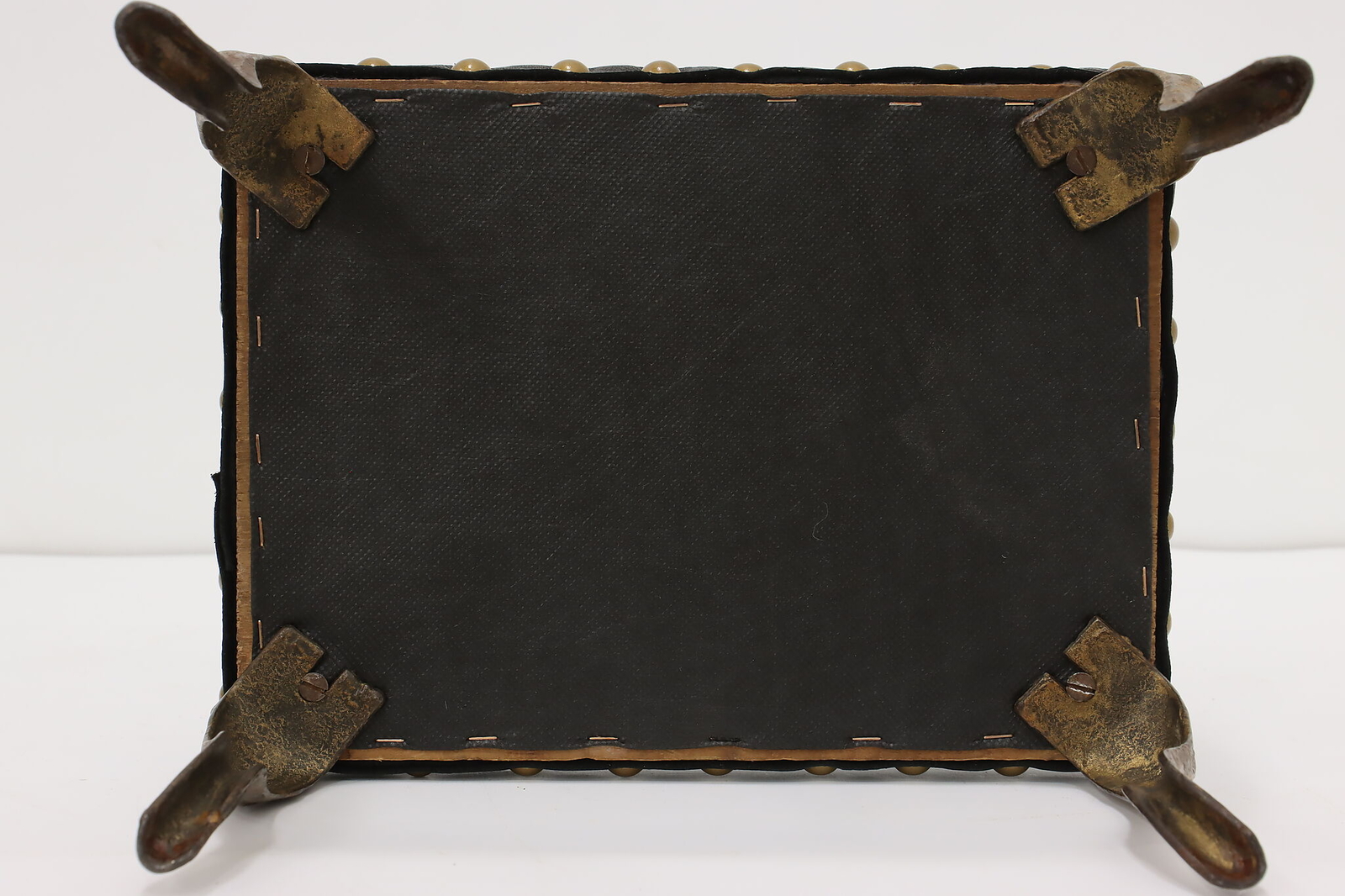 Victorian Antique Iron & Leather Footstool #54301