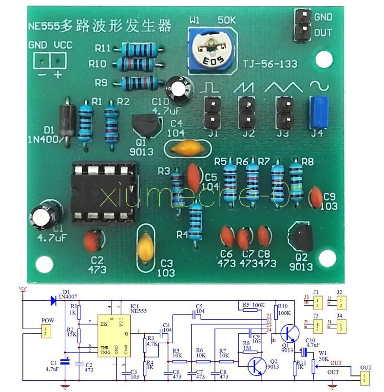 1PCS Multi-Channel NE555 Waveform Generator Module Sine Triangle Square Wave