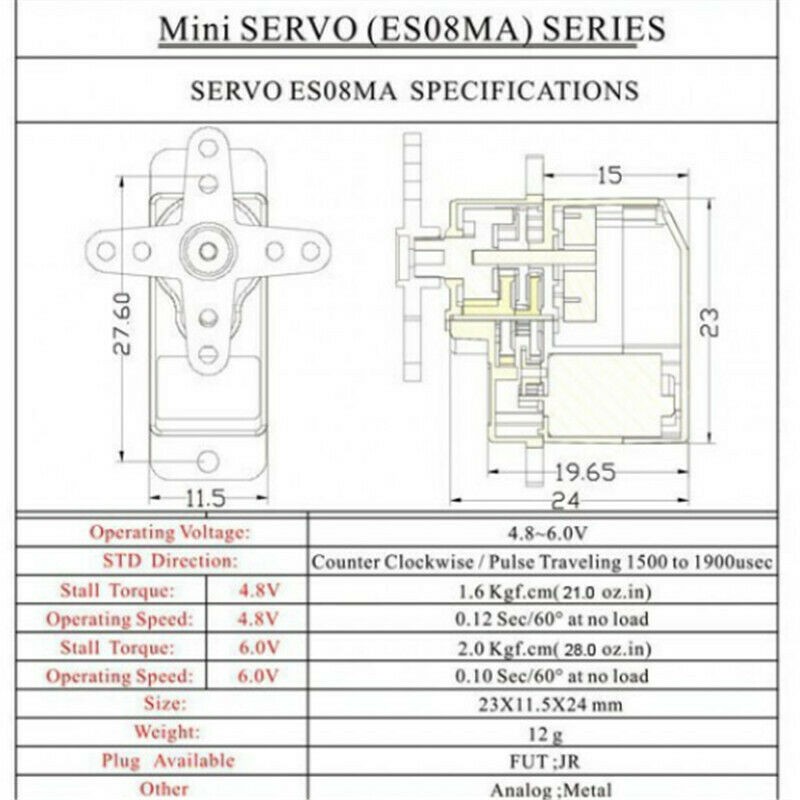 DEADBOLT ES08MA Metal Gear Micro Servo For SCX-24 RC Helicopter Airplane Boat