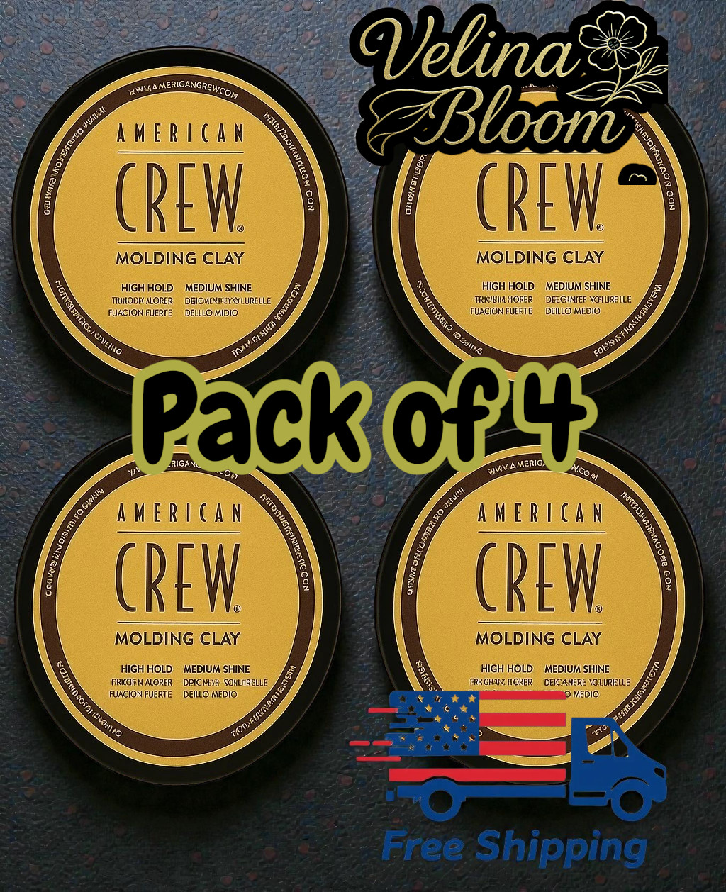American Crew Molding Clay Strong Hold Medium Shine Hair Style 3oz (Pack of 04)