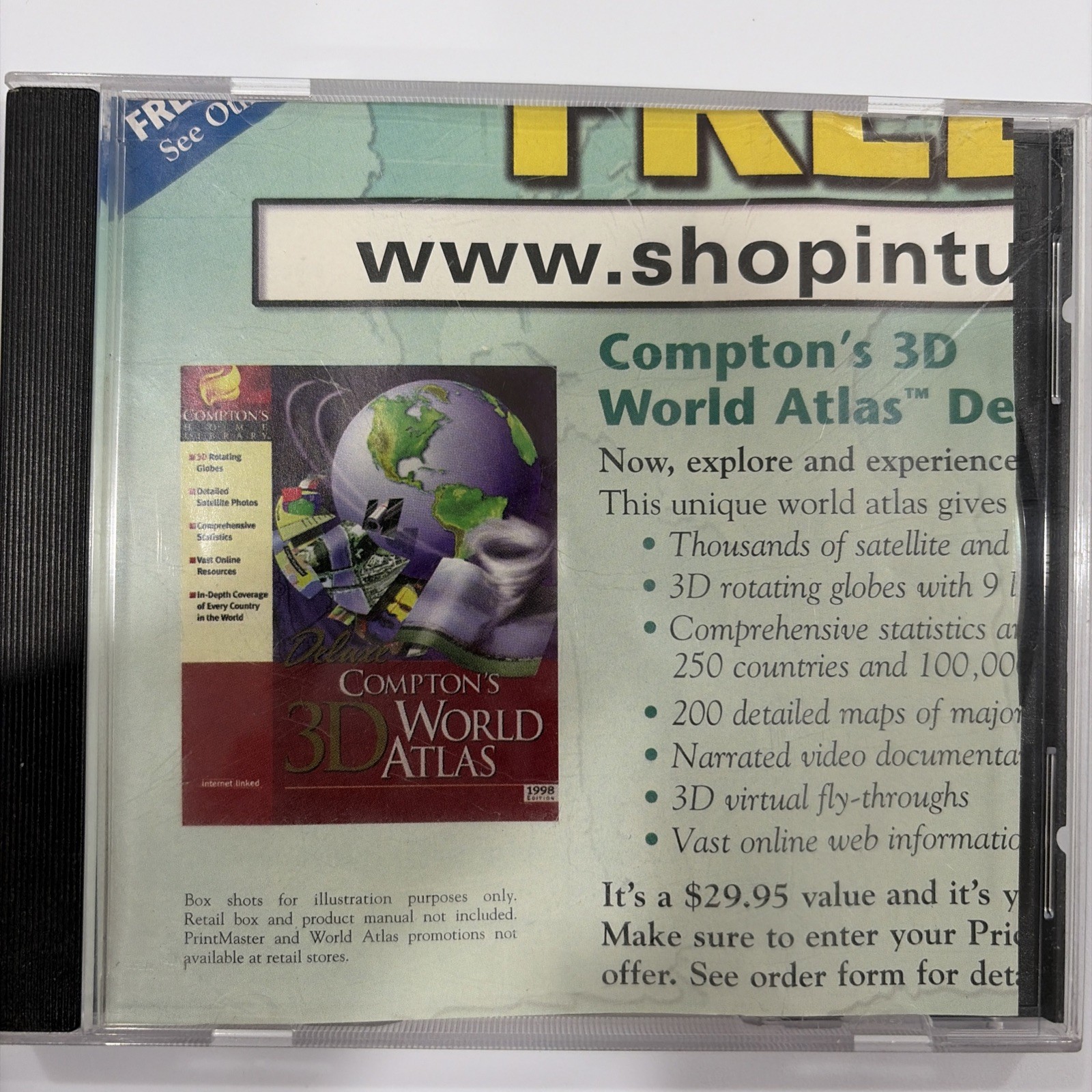 Compton’s 3D World Atlas Deluxe 1998 PC CD-ROM Educational Software