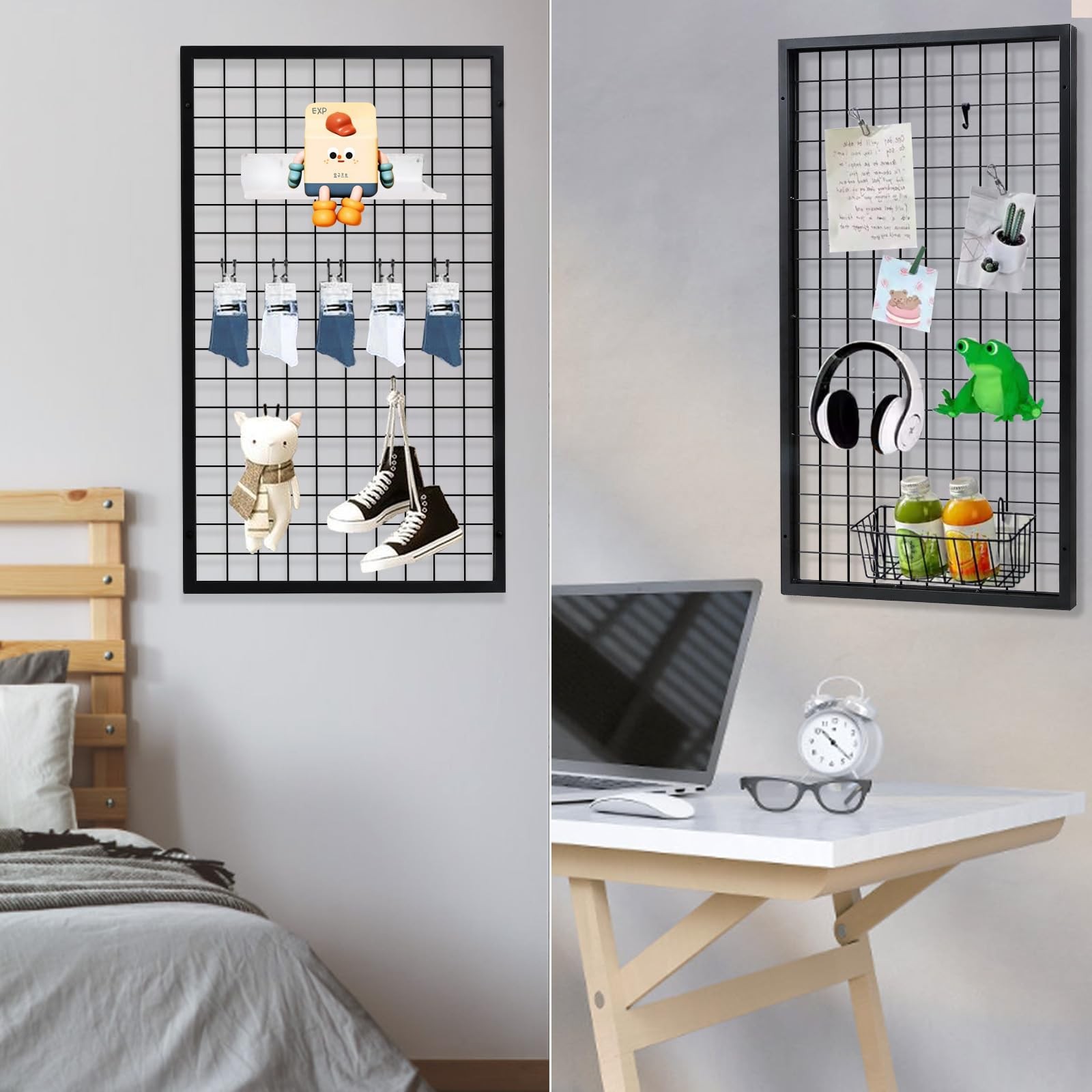 3 Packs Grid Wall Panels, Metal Black Wire Grid Panel, Gridwall Display Rack,...