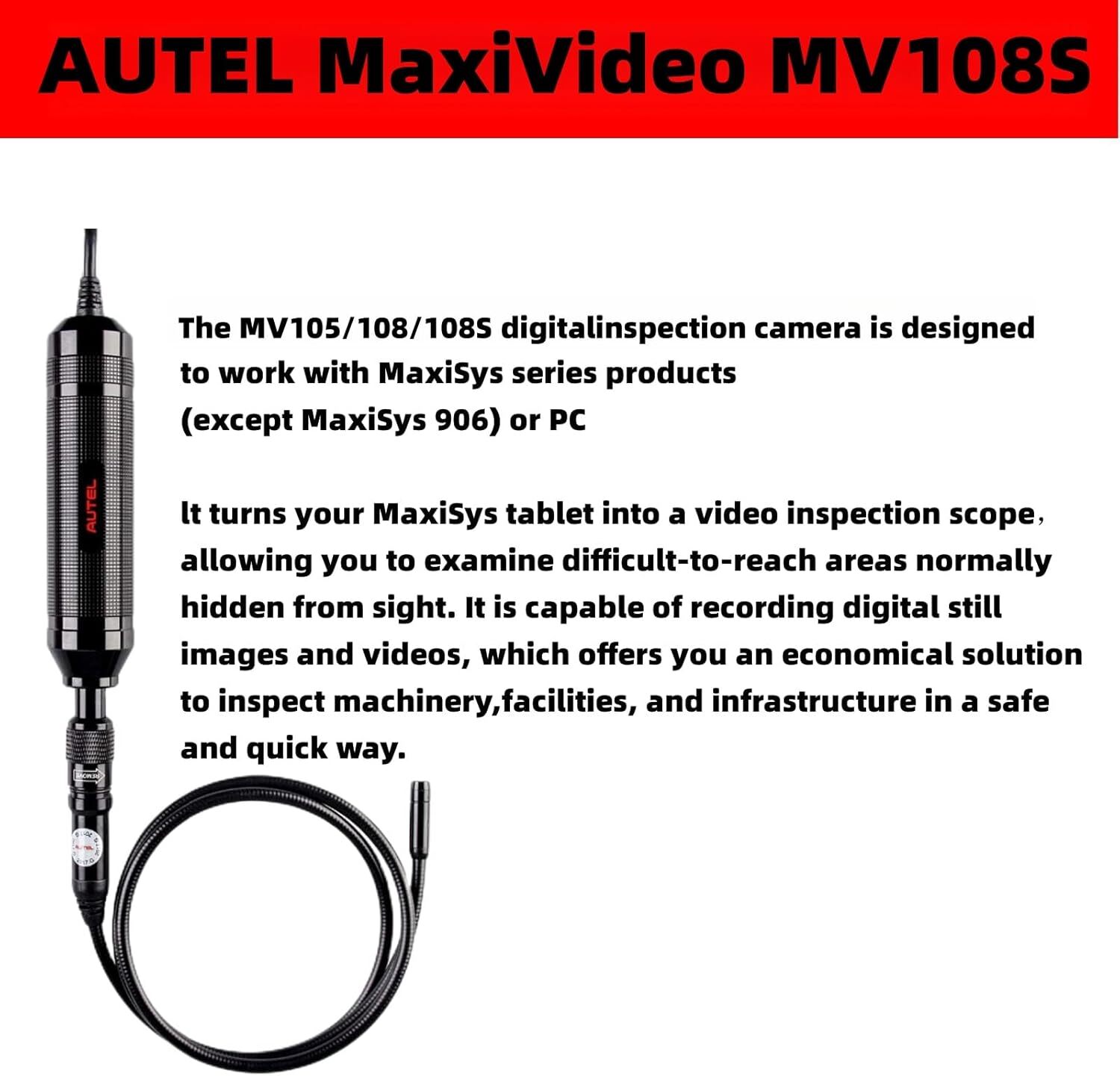 Autel MV108S MaxiVideo Inspection Video Scope 8.5mm Digital For MK808BT MP808TS