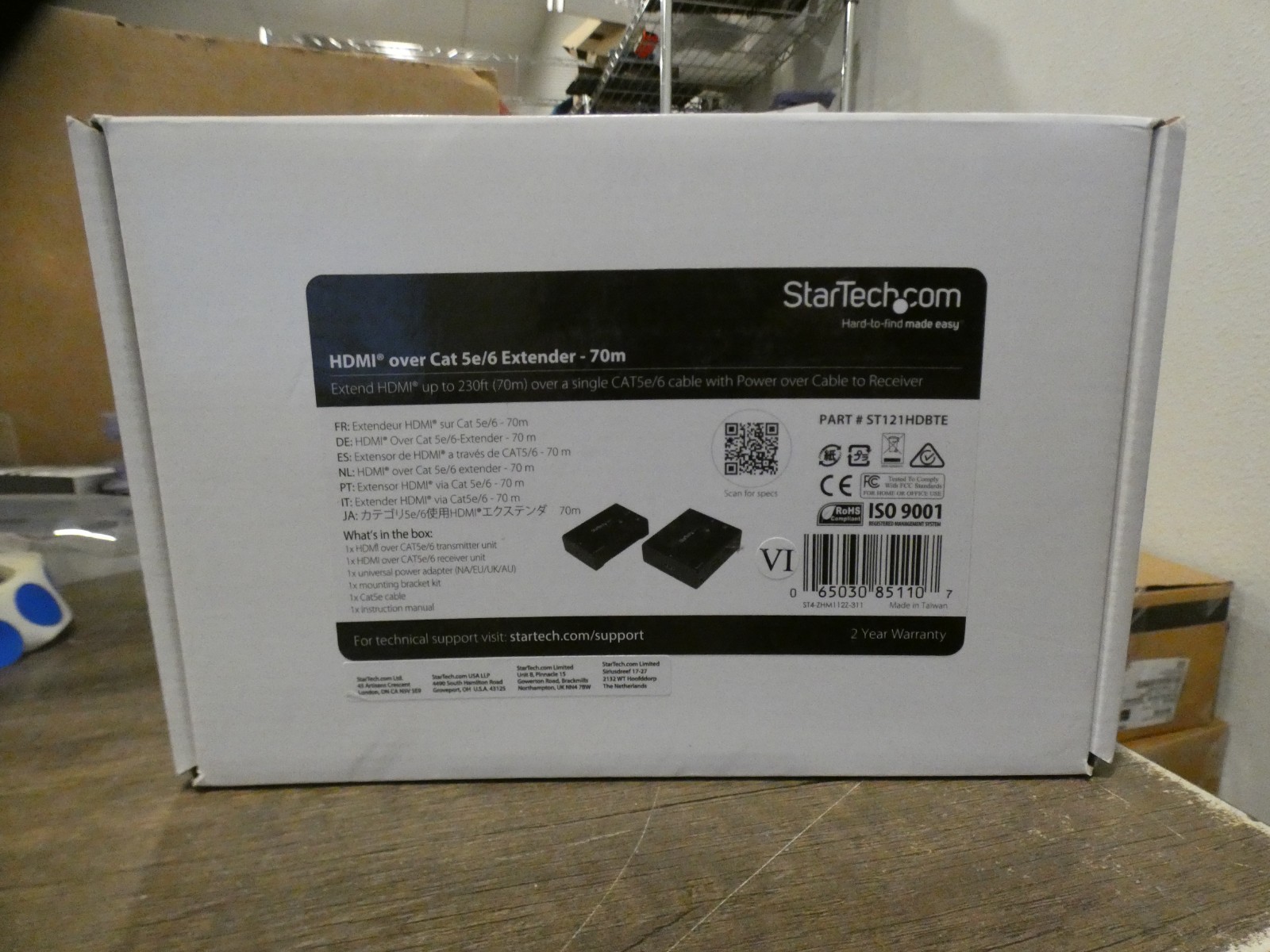 StarTech ST121HDBTE HDMI Over CAT5e HDBaseT Extender Power Over Cable 4K NOB