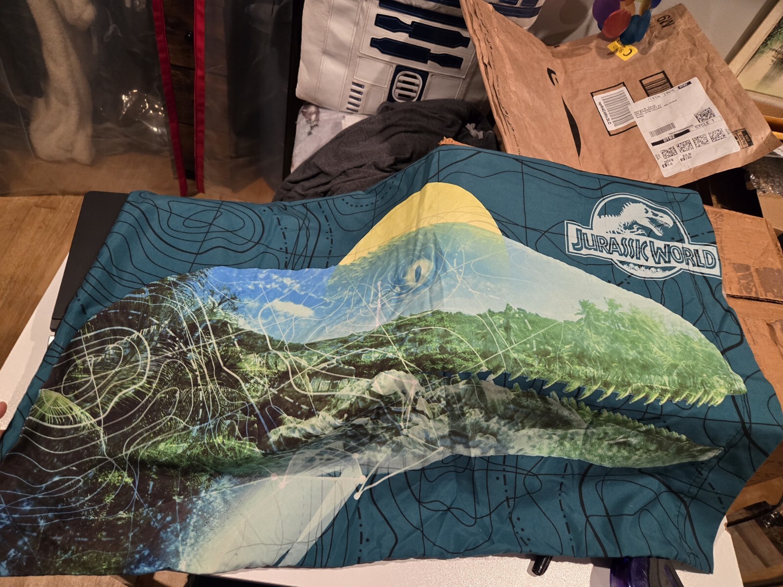 Jurassic World Pillow Case 2 Sided Standard Raptor Triceratops Dinosaur Park