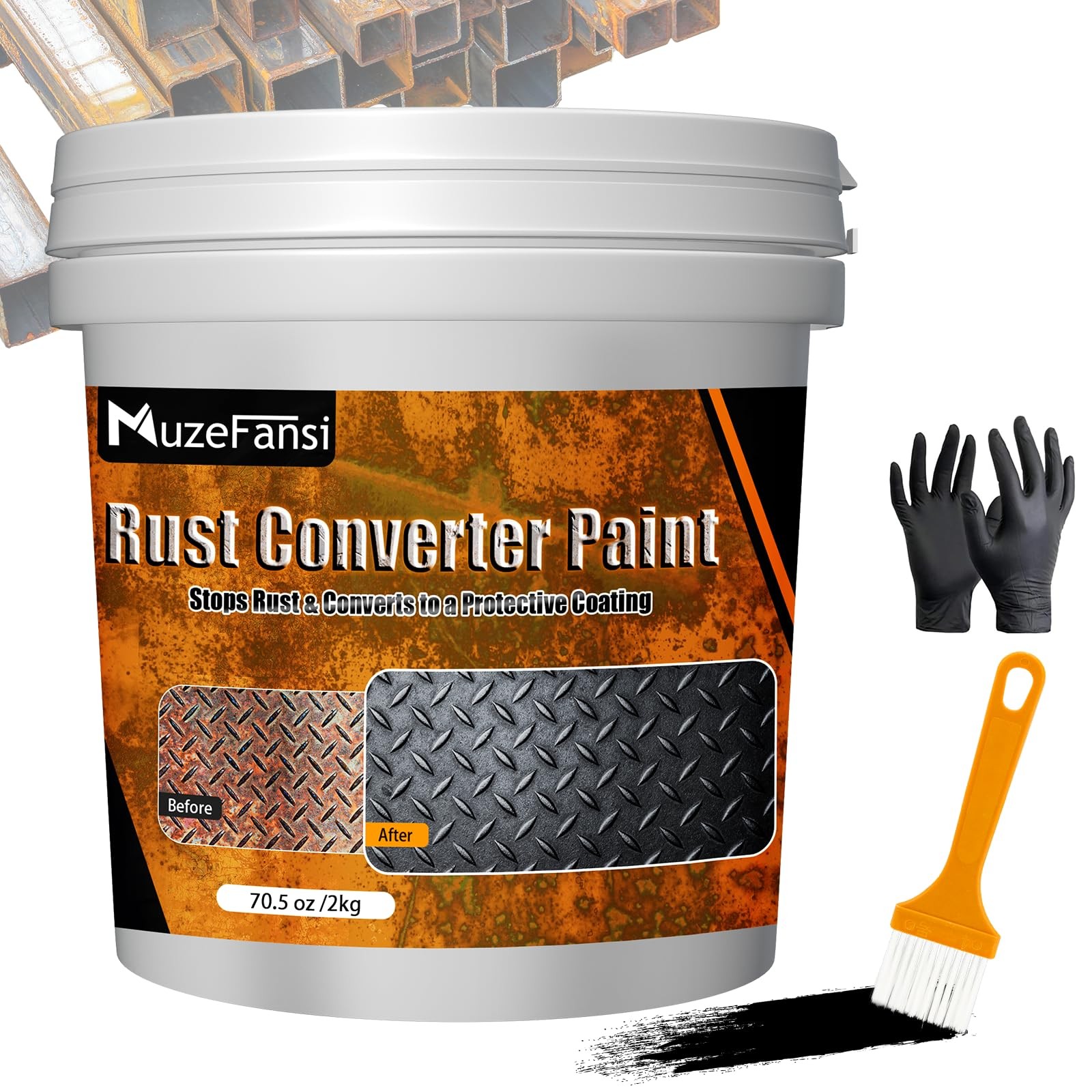 Rust Converter & Metal Primer, 70.5 oz Corrosion Inhibitor for Automotive &