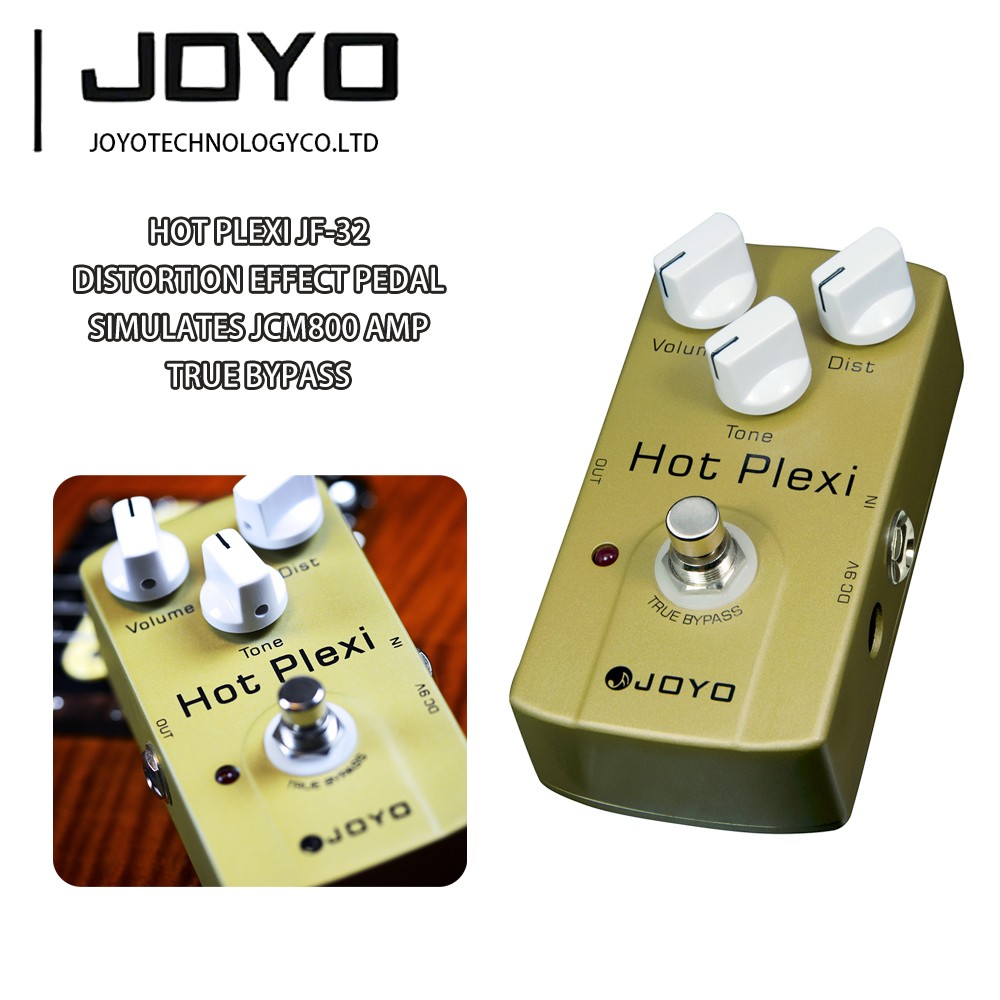 JOYO Distortion Effect Pedal Simulates JCM800 Amp Greater Dist -Hot Plexi JF-32