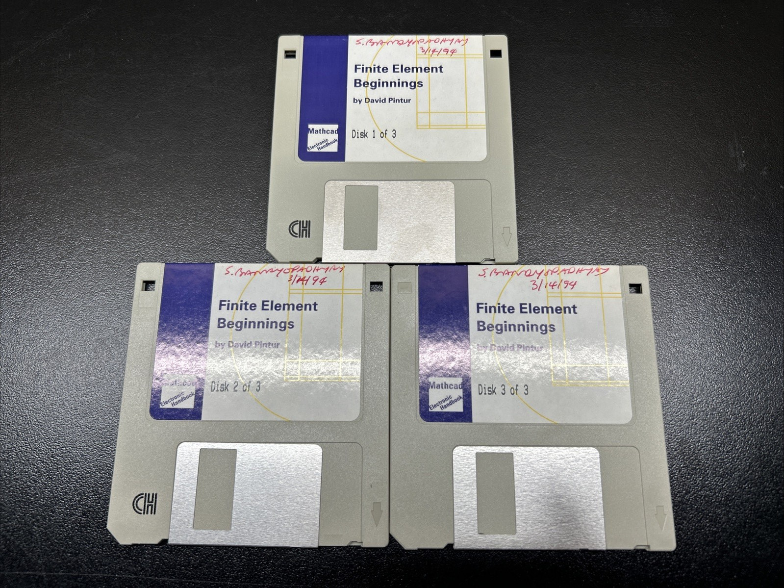 Mathcad Finite Element Beginnings 3 Disk Set 3.5" Floppy Disks 1993 Mathsoft
