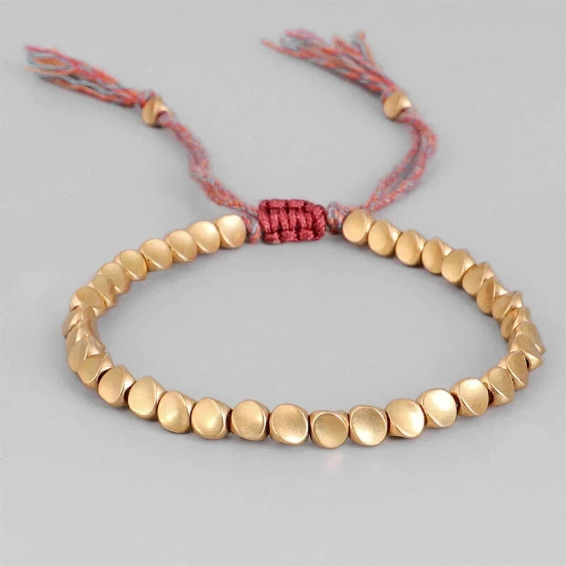 Tibetan Copper Twisted Beads Healing Reiki Handmade Men Women Lucky Bracelet