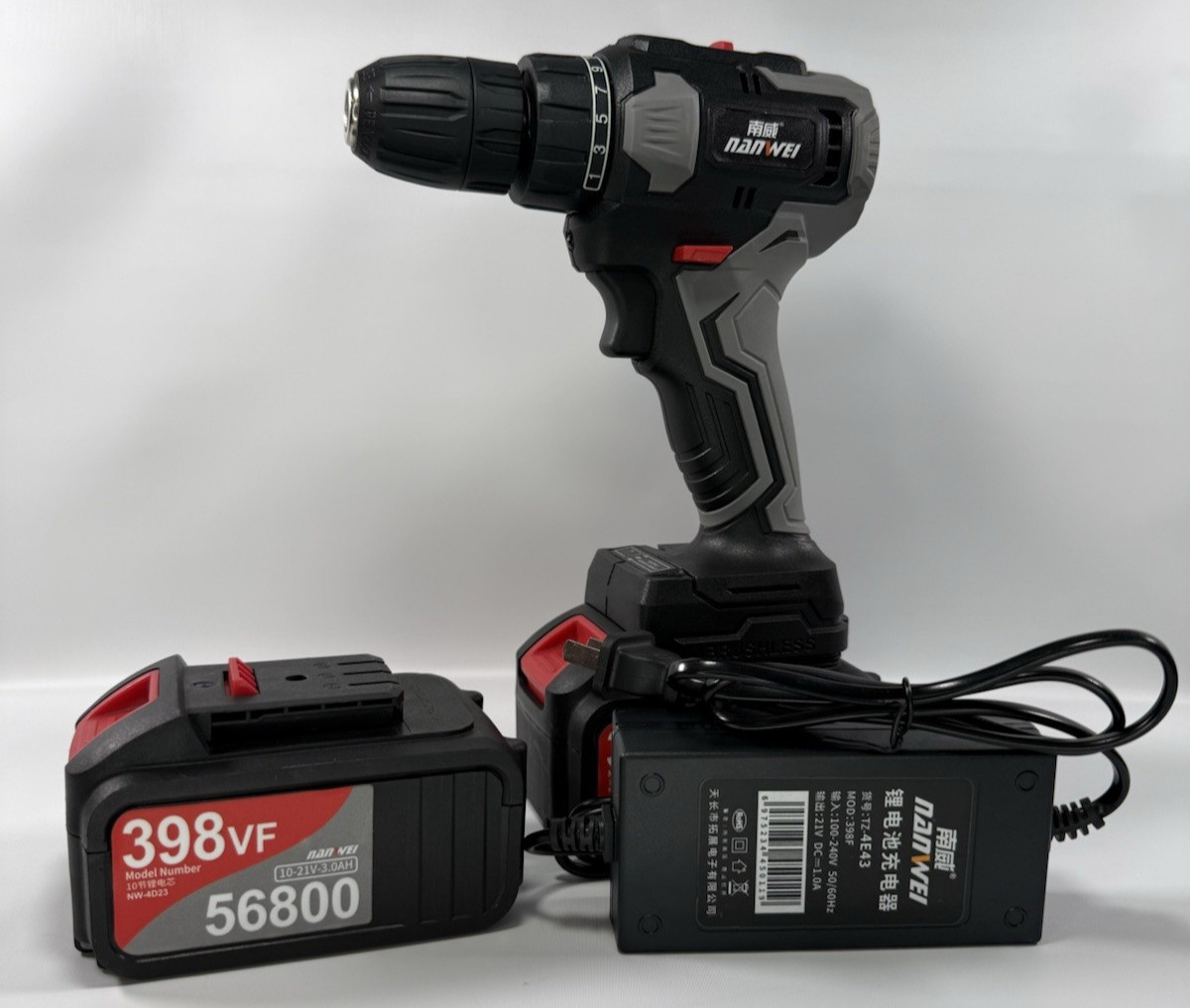 Nanwei 21V Brushless Cordless Drill Set – Battery & Charger – TESTED
