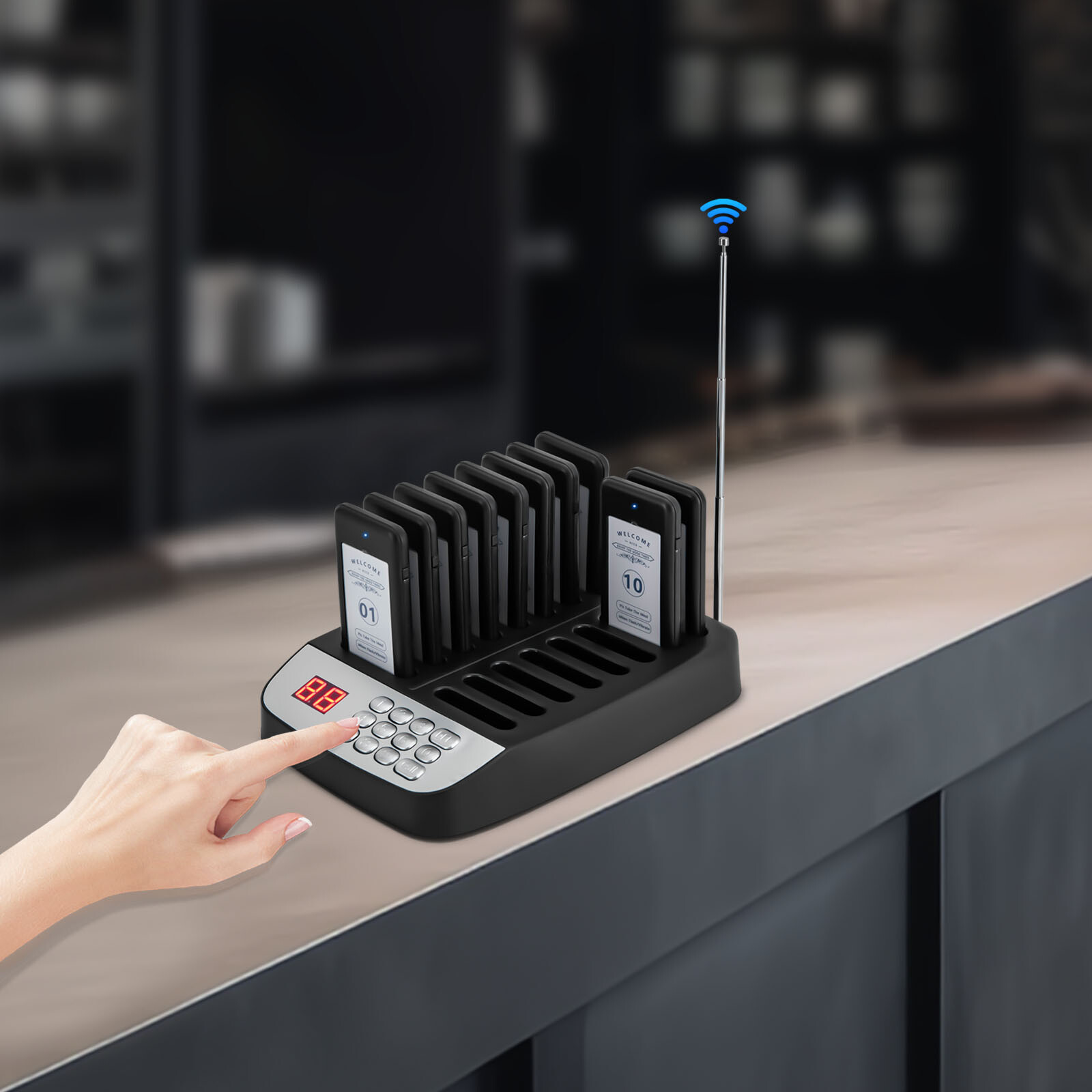 Restaurant Wireless Guest Paging System 10 Beepers Queuing Calling Pager Food