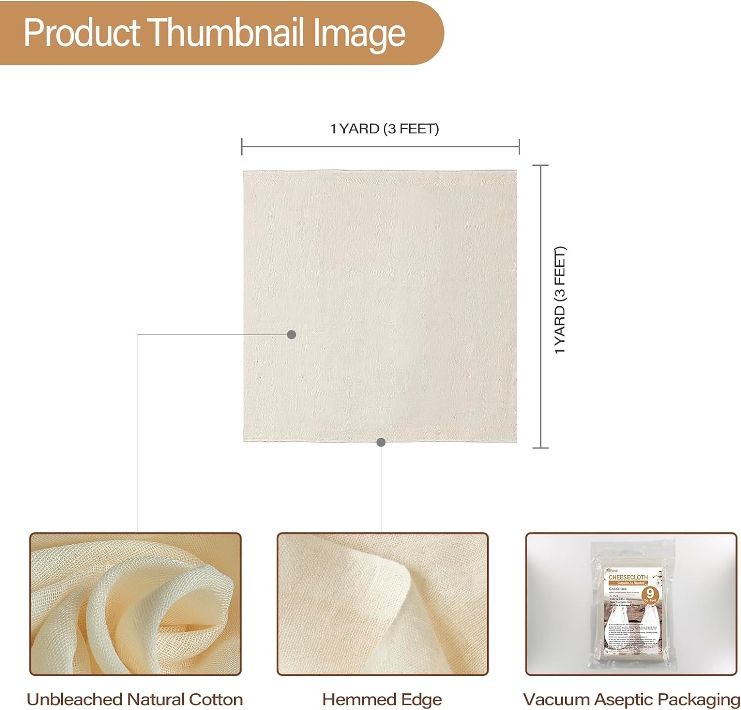9 Square Feet Grade 100 Cheese Cloths for Straining Reusable, Washable