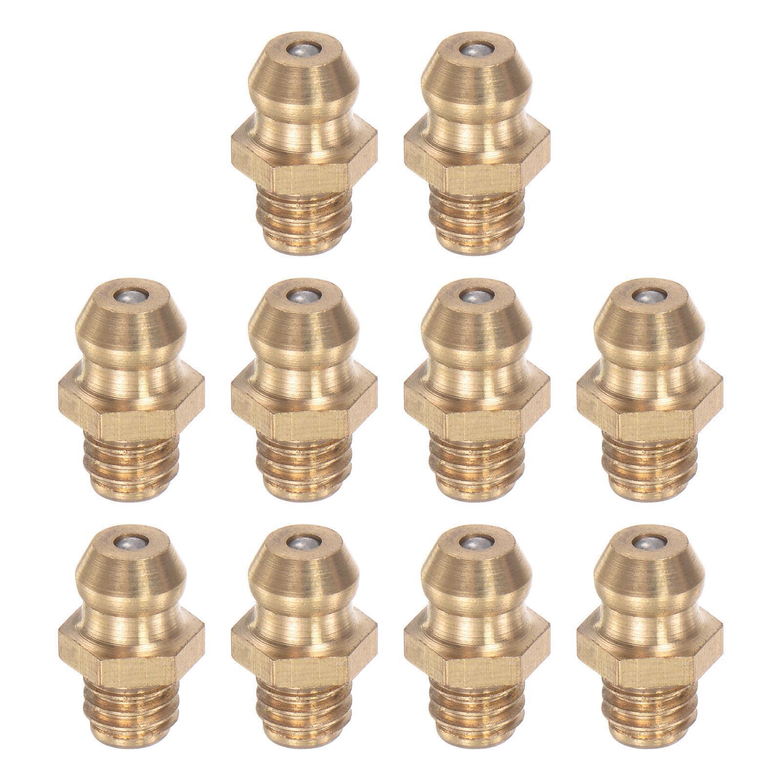 10pcs Brass Straight Lubrication Nipple M6x1mm Hydraulic Grease Accessories