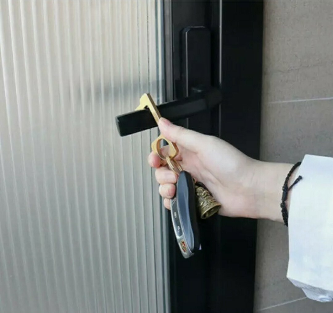 4 Pack Touchless Antimicrobial Door Opener Hook No Touch Tool Avoid Germs Gold