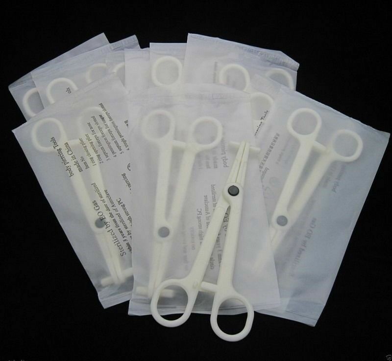 5 PCS Disposable Septum Forceps Clamp Plier Piercing Tool Supply