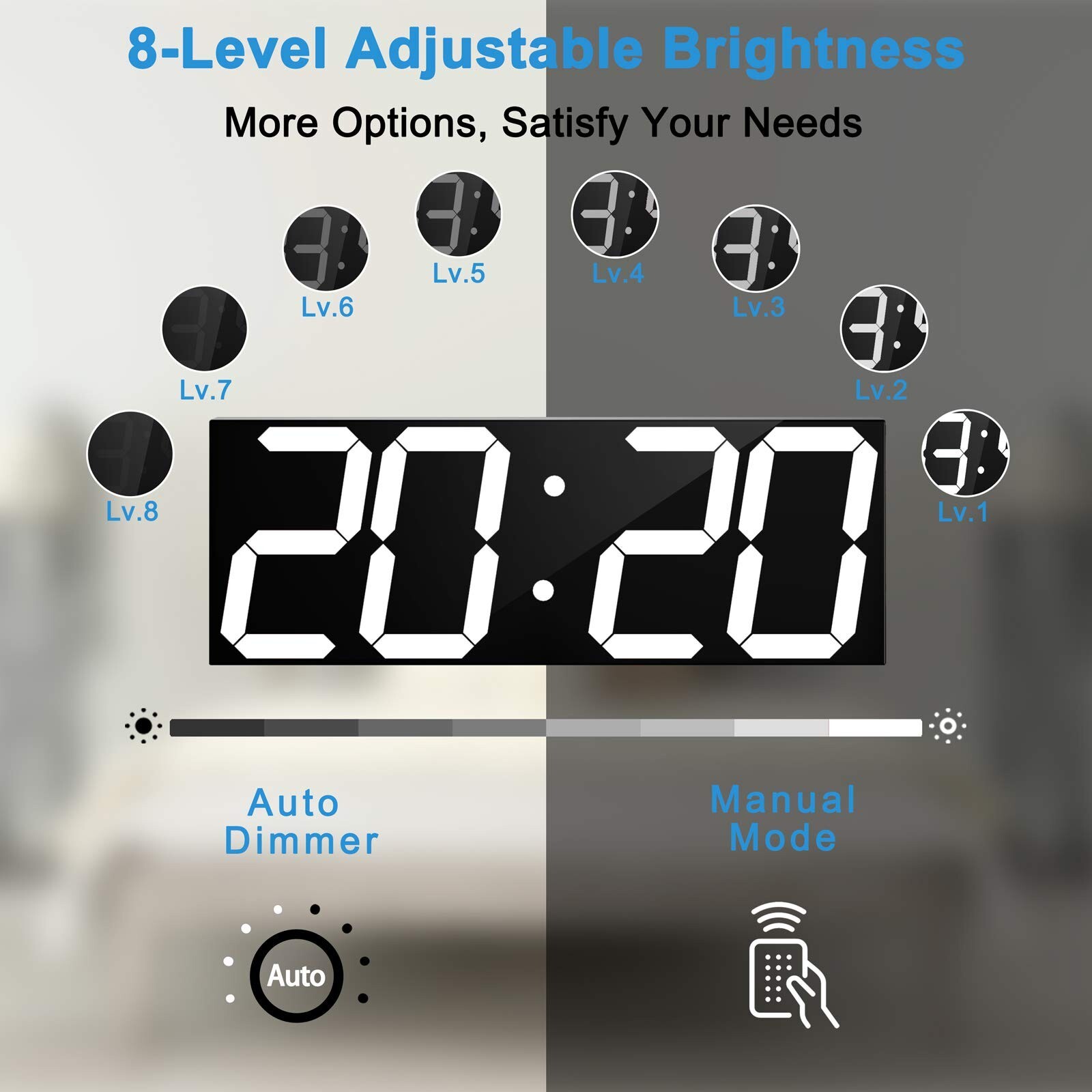 Digital LED Wall Clock, Oversize Wall Clock with 6” Numbers, Remote Control C...