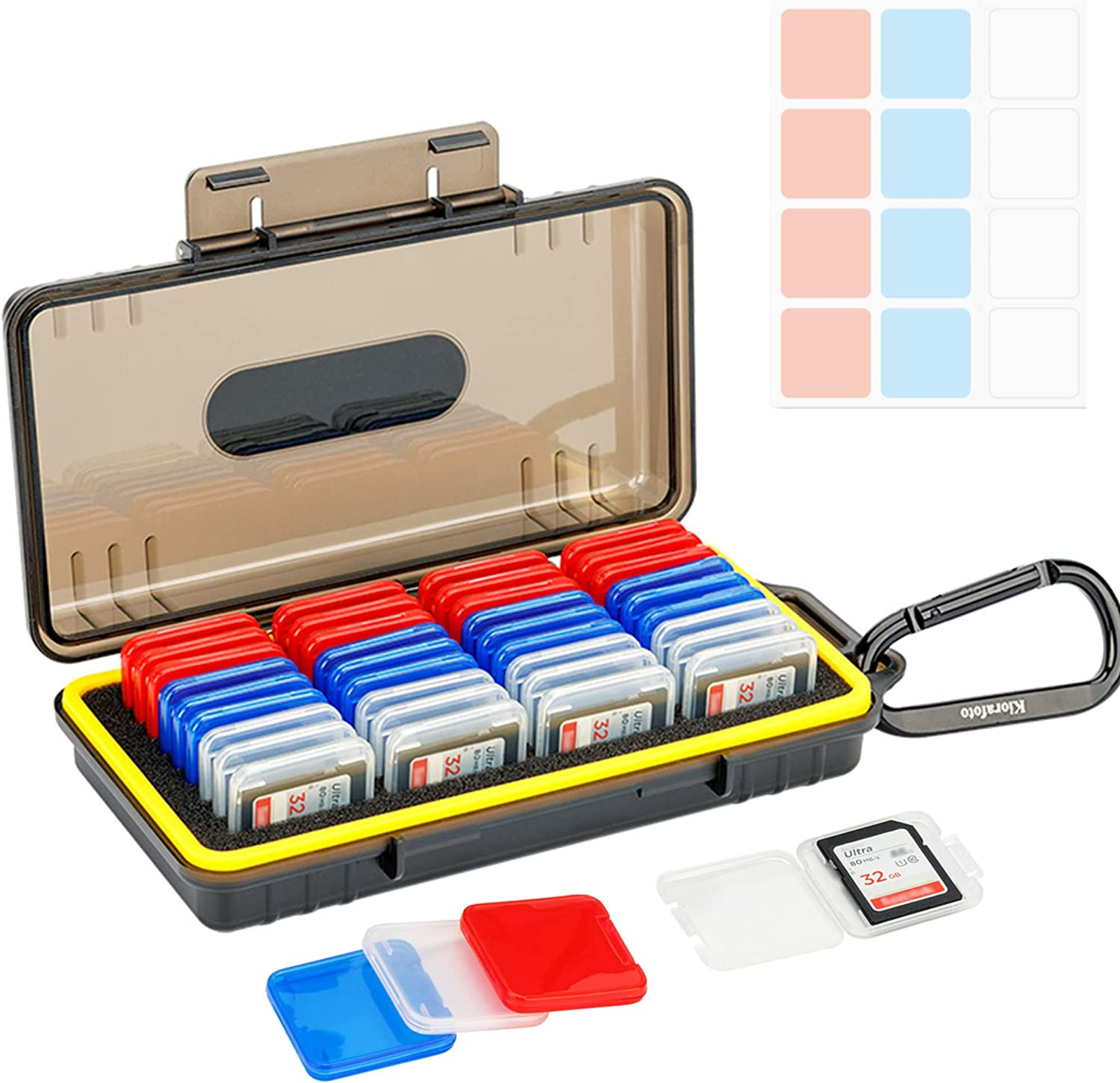 SD Card Case with 36 Pack Individual Clear Plastic Memory Card Holders for 36 SD