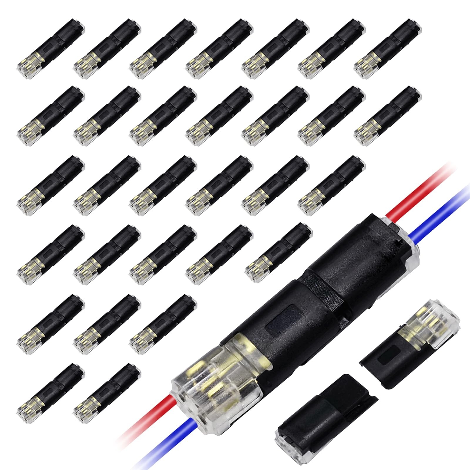 2 Pin Wire Connectors 1822 AWG PushIn Quick Splice Locking Buckle 30 Pcs
