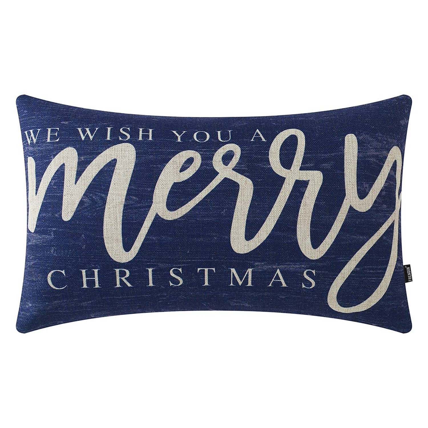 TRENDIN Farmhouse Christmas Pillow Cover 12x20 Inch for Winter Decor Wood Gra...